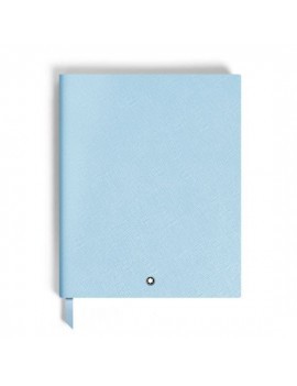 Carnet grand format, cuir Saffiano, bleu clair - Pages lignées