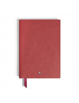 Carnet moyen, cuir rouge brique, pages lignées rouges