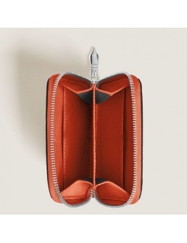 Mini portefeuille 2cc avec fermeture éclair en cuir Sartorial