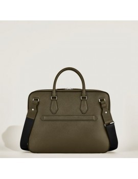 Porte-documents Moyen Format avec Poche en Cuir Sartorial Kaki