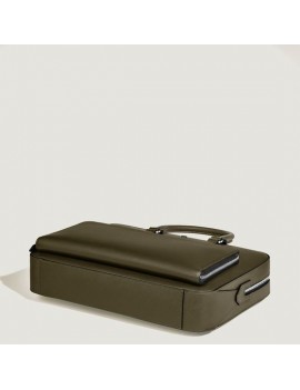 Porte-documents Moyen Format avec Poche en Cuir Sartorial Kaki