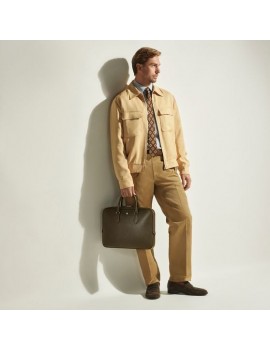 Porte-documents Fin en Cuir Sartorial Kaki