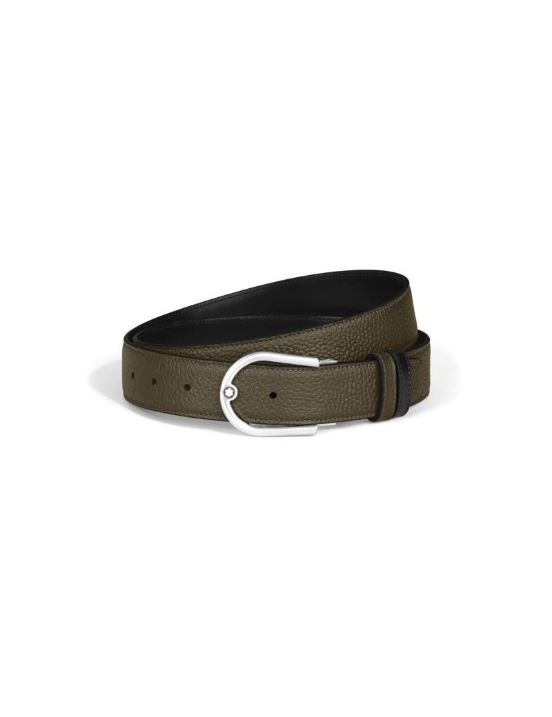 Ceinture réversible en cuir grainé de 35 mm en forme de fer à cheval