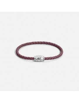 Bracelet acier 3 anneaux Collection Meisterstück en cuir cassis (M)