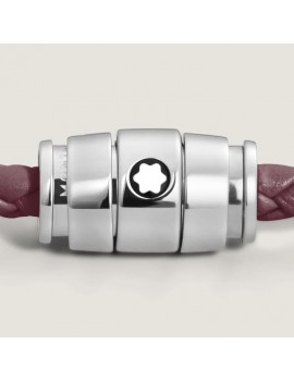 Bracelet acier 3 anneaux Collection Meisterstück en cuir cassis (M)