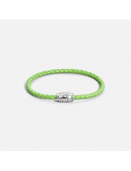 Bracelet acier 3 anneaux Collection Meisterstück en cuir vert citron (M)