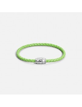 Bracelet acier 3 anneaux Collection Meisterstück en cuir vert citron (S)