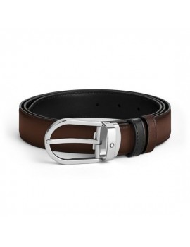 Ceinture réversible en cuir marron/noir de 30 mm avec boucle en fer à cheval