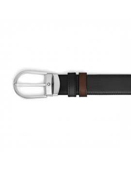 Ceinture réversible en cuir marron/noir de 30 mm avec boucle en fer à cheval