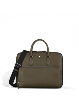 Porte-documents Moyen Format avec Poche en Cuir Sartorial Kaki