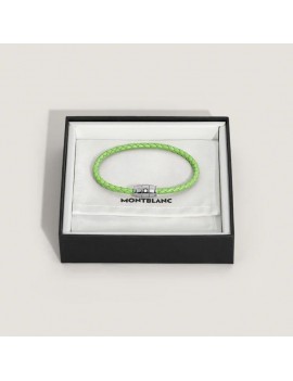 Bracelet acier 3 anneaux Collection Meisterstück en cuir vert citron (M)