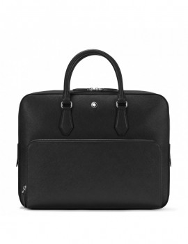 Porte-documents Moyen Format avec Poche en Cuir Sartorial Noir