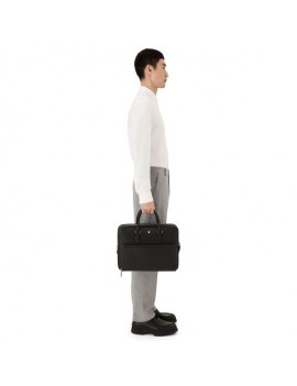 Porte-documents Moyen Format avec Poche en Cuir Sartorial Noir