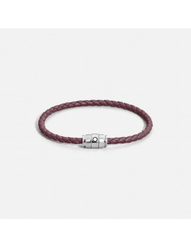 Bracelet acier 3 anneaux Collection Meisterstück en cuir cassis (M)