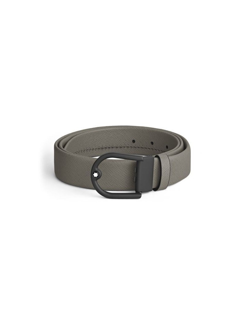 Ceinture en cuir gris moyen avec boucle en fer à cheval de 35 mm