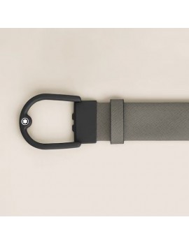 Ceinture en cuir gris moyen avec boucle en fer à cheval de 35 mm
